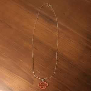 Harley Davidson Orange Rhinestone Necklace